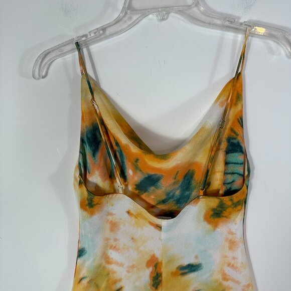 Selfie Leslie Show Me Love Cowl Neck Midi Dress Tie Die Orange Multi Women's XS - Picture 9 of 14